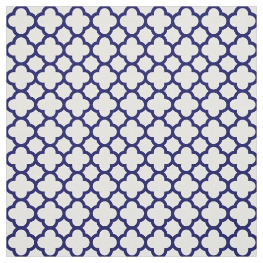 Chic Navy Blue White Classic Quatrefoil Pattern Stof (Swatch)