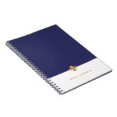 Chic Navy Blue White Gold gepersonaliseerd Notitieboek (Rechterzijde)