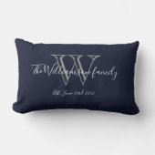 Chic Navy Blue White Monogram Family Keepslag Kussen (Voorkant)