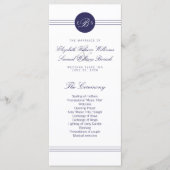 Chic Navy Blue White Monogram Kaarten (Voorkant)