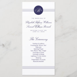 Chic Navy Blue White Monogram Kaarten