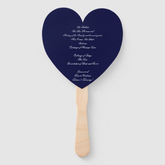Chic Navy Blue & White Monogram Wedding Programme Handwaaier (Achterkant)