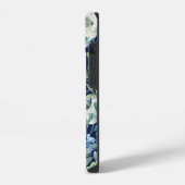 Chic Navy Blue White Peony Floral Monogram iPhone Hoesje (Linkerkant)