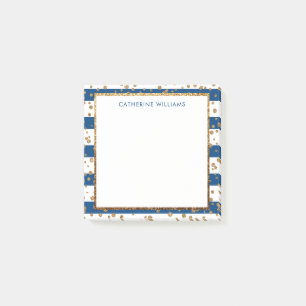 Chic Navy Blue White Stripe Gold Glitter Confetti Post-it® Notes