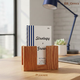 Chic Navy Blue White Stripes Customizable Business Planner