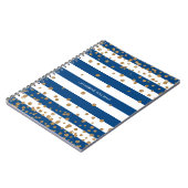 Chic Navy Blue White Stripes Gold Glitter Confetti Notitieboek (Linkerzijde)