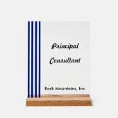 Chic Navy Blue White Stripes Principal Consultant Acryl Bord (Voorkant)