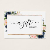 Chic Navy Blush Pink Floral Gift Certificate Kaart (Voorkant)