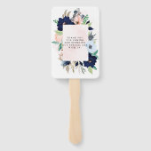 Chic Navy Blush Pink Painted Floral Wedding Bedank Handwaaier (Achterkant)