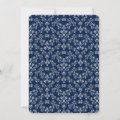 Chic Navy Damask Floral "Bon Voyage" Uitnodiging (Achterkant)