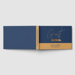 Chic Navy en Gold Script Verjaardag Bedankt Gastenboek