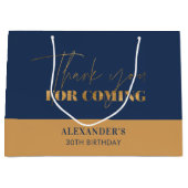 Chic Navy en Gold Script Verjaardag Bedankt Groot Cadeauzakje (Voorkant)