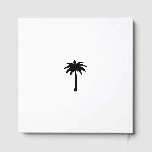 Chic Navy en Witte Palm Tree Coastal Wedding Gastenboek (Achterkant)