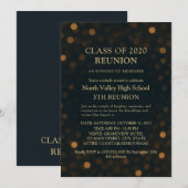 Chic Navy Gold 5th Class Reunion Invitation Kaart (Voorkant / Achterkant)
