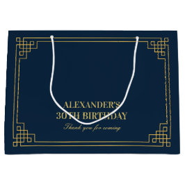 Chic Navy Gold Art Deco Birthday  Groot Cadeauzakje