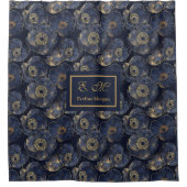 Chic Navy Gold Bathroom Statement Curtain Douchegordijn (Voorkant)