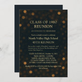 Chic Navy Gold Bokeh 45th Class Reunion Invitation Kaart (Voorkant / Achterkant)