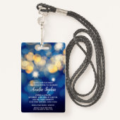Chic Navy Gold Bokeh Quinceañera Nodig VIP Pass ui Badge (Achterkant met draagriem)