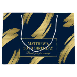 Chic Navy Gold Foil Birthday Large Gift Bag Groot Cadeauzakje