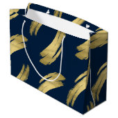 Chic Navy Gold Foil Birthday Large Gift Bag Groot Cadeauzakje (Achterkant Gekanteld)