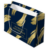 Chic Navy Gold Foil Birthday Large Gift Bag Groot Cadeauzakje (Voorkant Gekanteld)