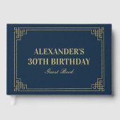 Chic Navy Gold Gatsby Art Deco Frame Birthday Gastenboek (Voorkant)