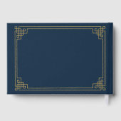 Chic Navy Gold Gatsby Art Deco Frame Birthday Gastenboek (Achterkant)