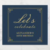Chic Navy Gold Gatsby Champagne Sparkling Wijnetiket (Enkel label)