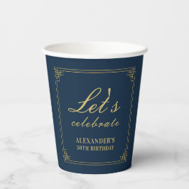 Chic Navy Gold Gatsby Let's Celebrate Papieren Bekers