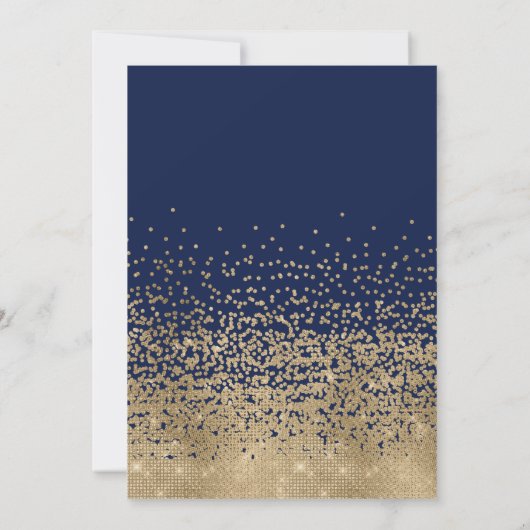 Chic Navy Gold Glitter Confetti Foto Sweet 16 Kaart (Achterkant)