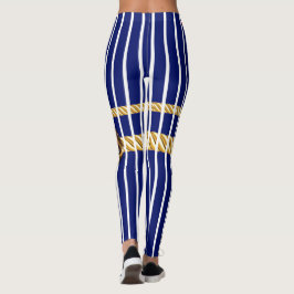 Chic Navy Gold Lips Lines Beauty Girly Custom Leggings