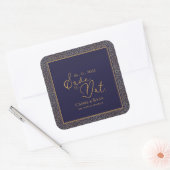 Chic Navy Gold Royal Design Wedding Bewaar de datu Vierkante Sticker (Envelop)