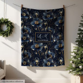 Chic Navy Gold Throw Elegant Monogram Gift Idea Fleece Deken