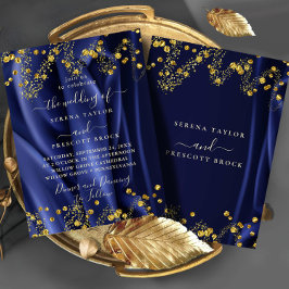 Chic Navy Gold Wedding Uitnodiging