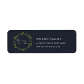 CHIC NAVY HOLLY BERRY WREATH CHRISTMAS ADRES ETIKET (Voorkant)