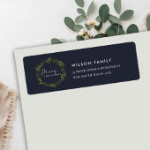 CHIC NAVY HOLLY BERRY WREATH CHRISTMAS ADRES ETIKET