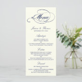 Chic Navy & Ivory Wedding Menu Sjabloon (Staand voorkant)