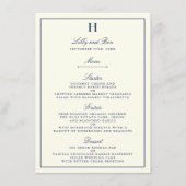 Chic Navy & Ivory Wedding Menu Sjabloon (Voorkant)