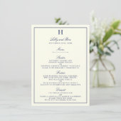 Chic Navy & Ivory Wedding Menu Sjabloon (Staand voorkant)