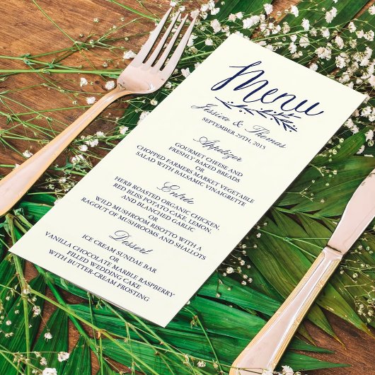 Chic Navy & Ivory Wedding Menu Sjabloon