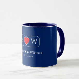 Chic Navy Koppel Koffiekopjes Huwelijkscadeau Mok