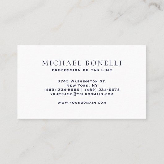 Chic Navy Leather Professionele Ronde Gouden Logo Visitekaartje (Achterkant)