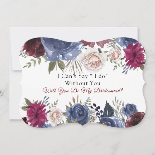 Chic Navy Marsala Peony word mijn Bridesmaid Kaart (Voorkant)