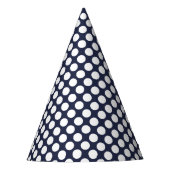 Chic Navy Party Pet met glanzende massieve witte S Feesthoedjes (Voorkant)