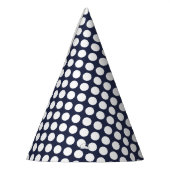 Chic Navy Party Pet met glanzende massieve witte S Feesthoedjes (Links)