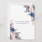 Chic Navy Peach Floral foto Save the Date Kaart (Achterkant)