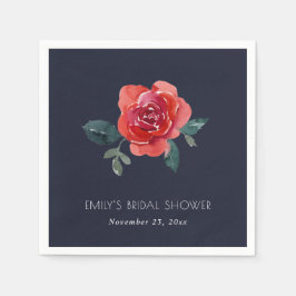 CHIC NAVY RED GREEN ROOS FLORAL VRIJGEZELLENFEEST SERVET