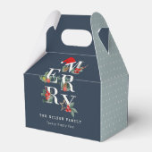 Chic Navy Red Green White Merry kerstavond Bedankdoosjes (Achterkant)