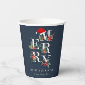 Chic Navy Red Green White Merry kerstavond Papieren Bekers (Voorkant)