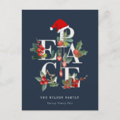 Chic Navy Red Green White Peace-kerstval Feestdagenkaart (Voorkant)